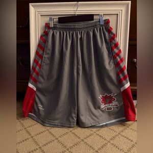 Lacrossewear Gray and Red Vintage Long Island Empire State Games w pockets XL